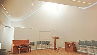 Rockfon Acoustic Ceiling Solution | The Baptist Church Multi Colour Window